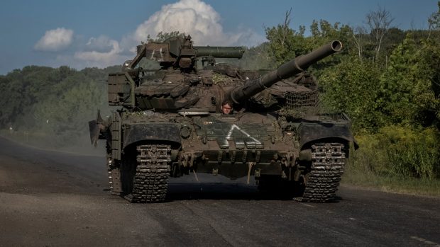 Ukrajinský tank v Kurské oblasti