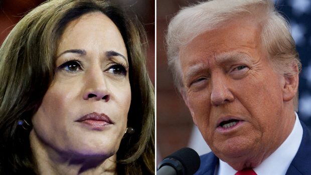 Kandidáti na americkou prezidentku a prezidenta Kamala Harrisová a Donald Trump