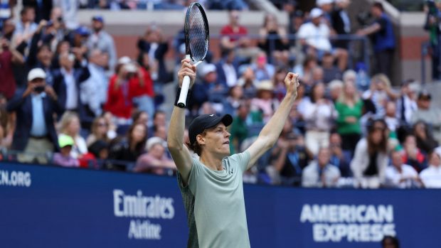 Jannik Sinner slaví vítězství na US Open