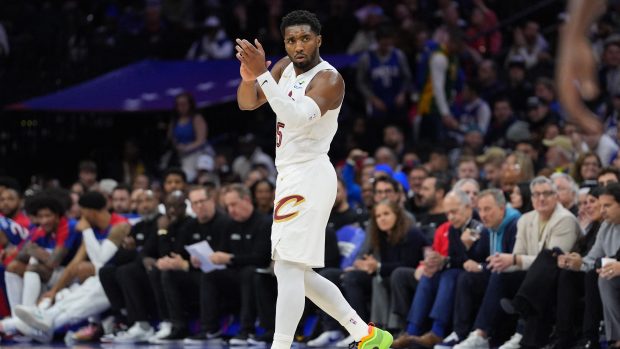 Hvězda Clevelandu Cavaliers Donovan Mitchell v zápase proti Philadelphii 76ers