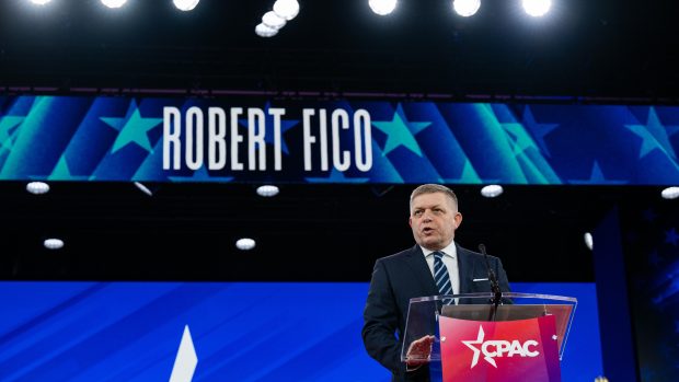 Slovenský premiér Robert Fico při svém projevu na konferenci konzervativců CPAC