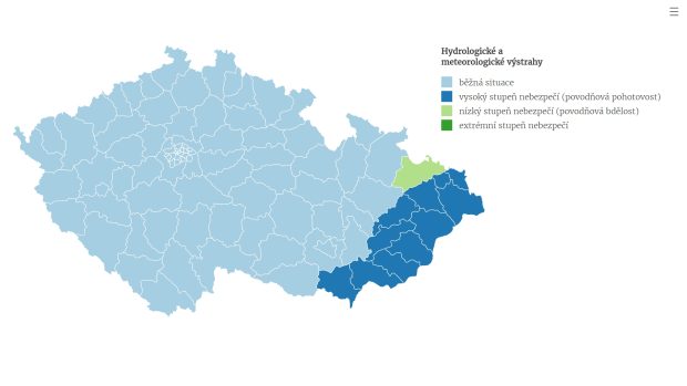 Stav hladin řek ke dni 28.04.2017 v 18:09 (Zdroj dat: ČHMÚ)