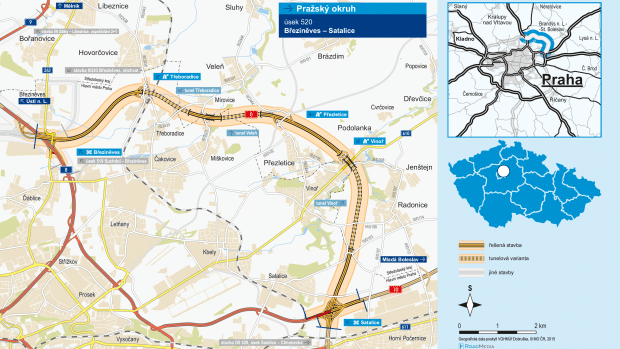 Plánovaný severní obchvat Prahy v úseku Březiněves - Satalice