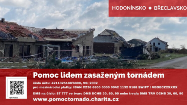 Online leták Diecézní charity Brno s údaji pro dárce.