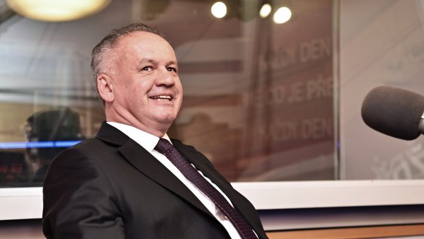 Slovenský prezident Andrej Kiska ve studiu Českého rozhlasu Radiožurnál.