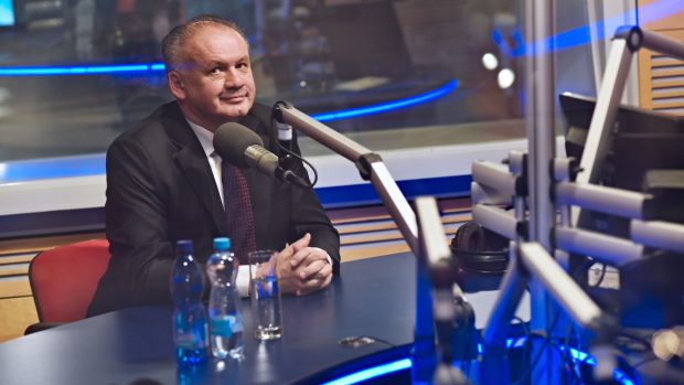 Andrej Kiska, slovenský prezident, ve studiu Radiožurnálu