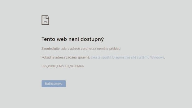 Zablokovaný web Aeronet.cz