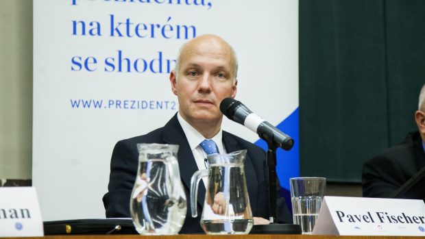 Pavel Fischer při debatě prezidentských kandidátů na Univerzitě Karlově