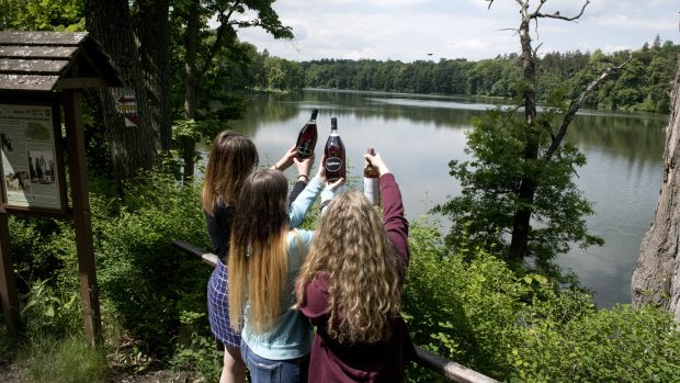 Piknik náctiletých studentek, které v covidovém volnu fotografují pro své sociální sítě vína před jejich vypitím.