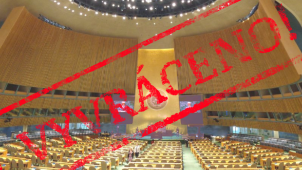Petr Pavel před prázdným sálem na Valném shromáždění OSN nehovořil, jde o fotomontáž