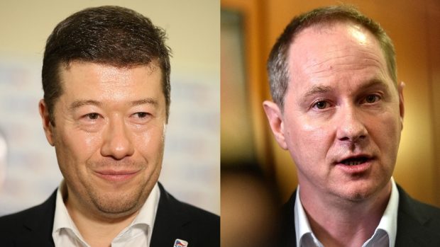 Tomio Okamura (SPD) a Petr Gazdík (STAN)