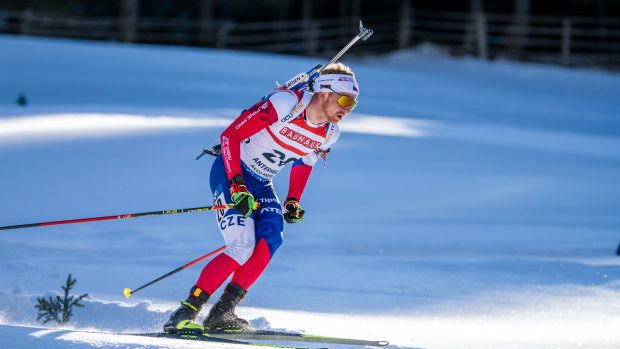 Vítězslav Hornig při sprintu biatlonistů v Anterselvě