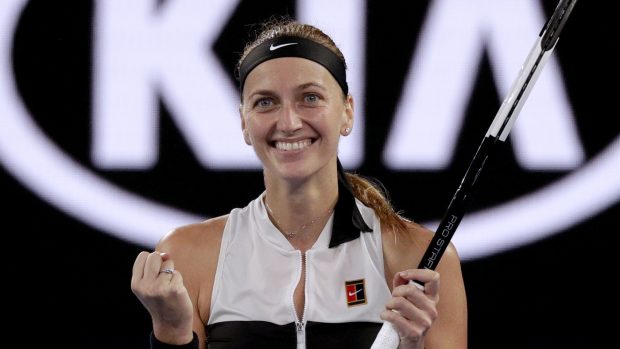 Petra Kvitová se raduje z postupu do semifinále Australian Open.