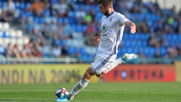 Utkání 7. kola první fotbalové ligy: FK Mladá Boleslav - Dynamo České Budějovice. Nikolaj Komličenko z Boleslavi