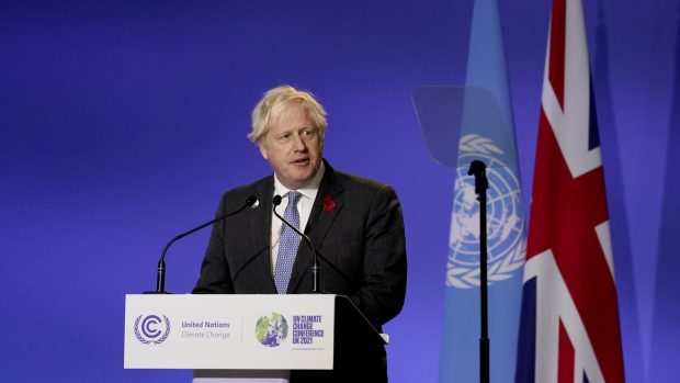 Britský premiér Boris Johnson při projevu na zahájení klimatické konference v Glasgow