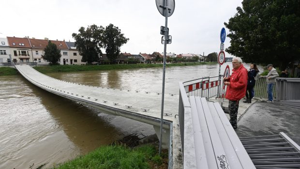 Rozvodněná řeka Morava v Kroměříži,16. září 2024