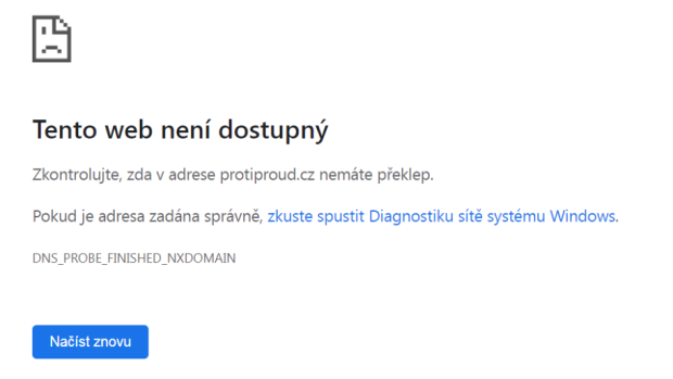 Jedním ze zablokovaných webů je Protiproud.cz