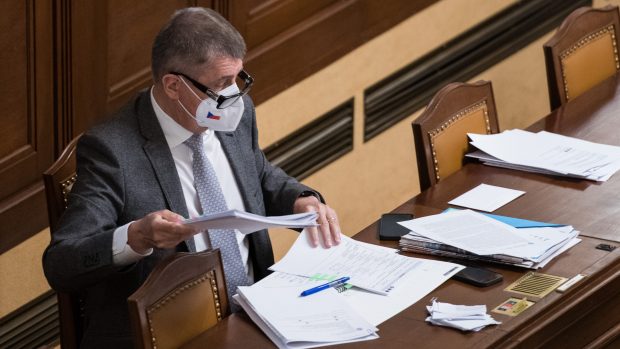 Andrej Babiš při jednání v Poslanecké sněmovně.