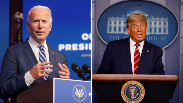 Kandidáti na prezidenta Spojených států Joe Biden a Donald Trump