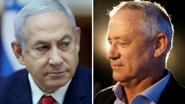 Největší soupeři? Benjamin Netanjahu z Likudu a Benny Ganc z koalice Modrá a bílá (koláž)