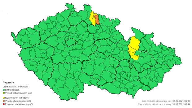 Výstraha ČHMÚ k pátečním 6.44 ráno