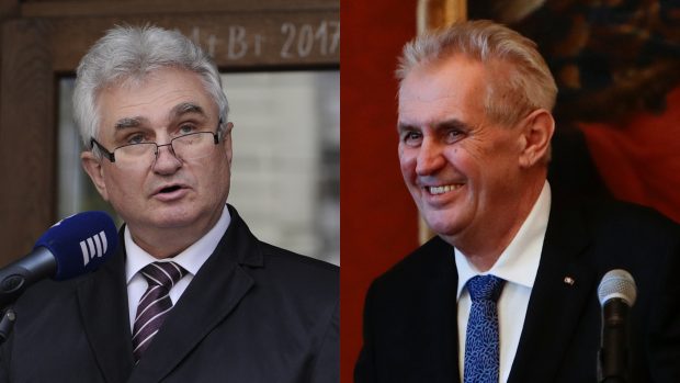 Předseda Senátu Milan Štěch a prezident Miloš Zeman