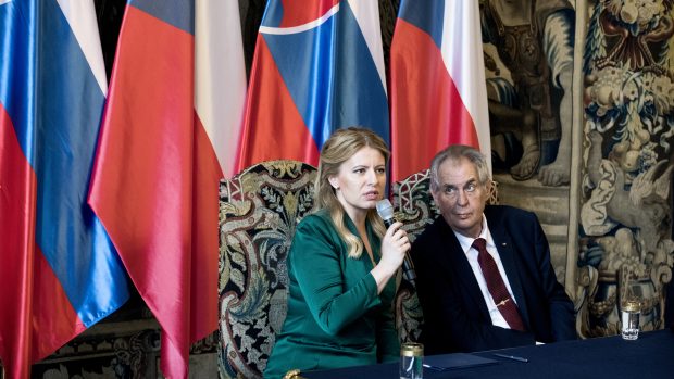 Slovenská prezidentka Zuzana Čaputová se na Hradě setkala s Milošem Zemanem