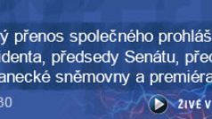 Přimý přenos společného prohlášení prezidenta, předsedy Senátu, předsedy Poslanecké sněmovny a premiéra.