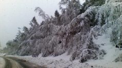 Čerstvý sníh v Jablonci nad Nisou (silnice na Prahu)