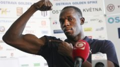 Jamajský sprinter Usain Bolt na tiskové konferenci k atletickému mítinku Zlatá tretra