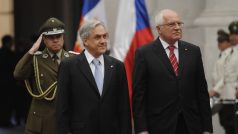 Český prezident Václav Klaus s chilským protějškem Sebastiánem Piňerou.