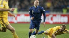 Hvězdný Francouz Franck Ribéry se v prvním zápase baráže proti Ukrajině gólově neprosadil