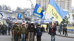 Náměstí Nezávislosti v Kyjevě, nacvičování demonstrantů (ilustrační foto)