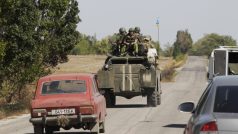Ukrajinští vojáci poblíž města Mariupol