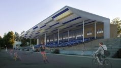 Vizualizace – Kladno se chystá zastřešit tribunu na sportovišti Sletiště