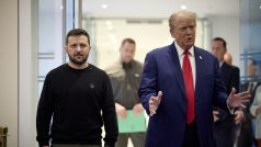 Ukrajinský prezident Volodymyr Zelenskyj a vítěz prezidentských voleb v USA Donald Trump