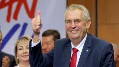 Miloš Zeman po oznámení výsledků druhého kola voleb.