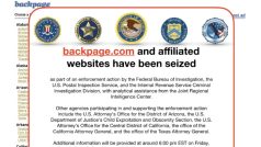 Nelegální pornostránka backpage.com po té, co ji americké úřady zablokovaly.