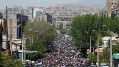 Středeční demonstrace v Jerevanu.