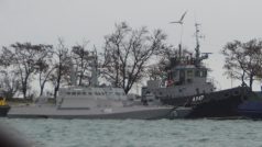 Ukrajinské lodě v přístavu v ruské Kerči