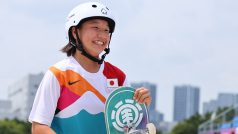První olympijská vítězkyně ve skateboardingu, třináctiletá Momidži Nišijová.