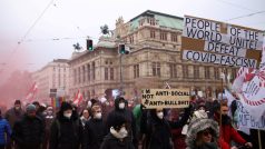 Protestující ve Vídni nesli plakáty s nápisy jako „Rozhodnu se sám za sebe“ nebo „Nové volby“, kterými dávali najevo svůj postoj k očkování i nynější koaliční vládě lidovců a Zelených