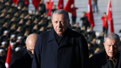 Turecký prezident Recep Tayyip Erdogan během oslav na připomínku 84 let od úmrtí zakladatele moderního Turecka Mustafy Kemala, 10. listopadu 2022