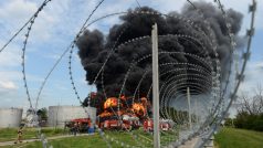 Požár skladu paliva v ruské Voroněži