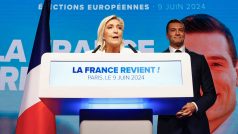 Výrazná postava krajně pravicové strany Národní sdružení Marine Le Penová a předseda Jordan Bardella