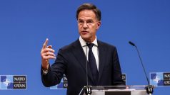 Generální tajemník NATO Mark Rutte na konferenci v Bruselu