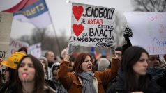 Demonstrace ve městě Kragujevac