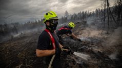 Hasiči dohašují požár lesa u Jetětic na Písecku