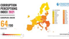 Infografika - index vnímání korupce Transparency International za rok 2021