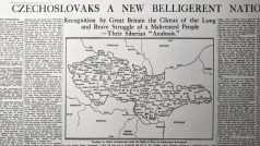 Deník New York Times přesně před sto lety, uprostřed srpna 1918, věnoval myšlence československého státu titulní článek středečního vydání, později v týdnu pak ještě dva dlouhé texty a otiskl i velkou mapu Československa.